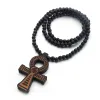 Nouveau collier de collier de croix en Égypte en bois en bois
