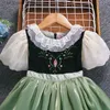 Robes de fille Vêtements pour les nouveaux enfants été 2023 Qualité Korean Style Anna Baby Girls One Piece Princess Sundress Dress Up Girl Green Party L47