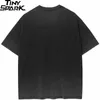 2024 homens lavados camisetas pretas Hip Hop Streetwear de grandes dimensões Camiseta gráfica Cotton Harajuku Vintage Tshirt UNISSISEX TOPS TEES Y2K 240410