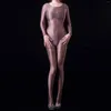 Women's Swimwear Women Gloss One Piece Body Suits See Through Swimsuit Long Sleeved Tight Shiny Sexy Lingerie