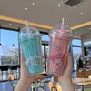 Summer Internet Celebrity New Kuromi Plastic Water Cup Creative Mignon Cartoon High Aesthetic Double-couche Plaw Cup