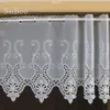 Japanese embroidered floating window curtain for kitchen cream white translucent effect cortinas para cocina SP5764