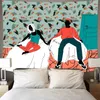Tapestries Cartoon Dagelijkse leven Tapijtwand hangende Boheemse kunst decoratieve achtergrond voor woonkamer slaapkamer