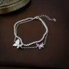 Korean Zircon Butterfly Double Layer Bracelet Instagram Style, Unique and Fashionable Style Bracelet, Simple New Versatile Handicraft for Women