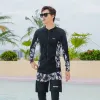 Guardia da cutava familiare abbinata Set camicie da nuoto sole maniche lunghe UV proteggere costume da bagno a secco rapido per bambini/tuta da bagno surf per adulti