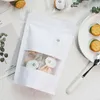 10/50 pezzi sacchetti di carta da kraft bianchi con vetrina con chiusura cioccolato cioccolato biscotti regalo confezione regalo confezione da maistura