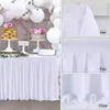 White Polyester Pleated Table Skirt Pleated Ruffle Tablecloth For Wedding Birthday Party Baby Shower Table Decoration