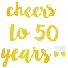 Skål till 30 40 50 60 70 år och Champagne Glasses Gold Glitter Banner för 21: e 30: e 40: e 60: e 70 -årsdagen