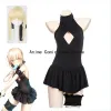 Anime fgo sexy alter sabre cosplay kostuum pruik pruik grand order zwempak vrouwen lot verblijf niight zwarte sukumizu badkleding