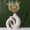 Vases Vase en céramique nordique 2pcs créatif blanc non émaillé non vitré fleur exquise et décoration hydroponique de maison durable