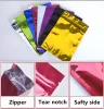 100PCS Glossy Color Aluminum Foil Zipper Bag Flat Resealable Snack Coffee Suagr Candy Biscuit Spice Cereals Tea Storage Pouches