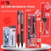 MG 2B examenspapper Ställ in mekanisk testpenna 0,9 mm blyertspåfyllning Ruler Eraser Set Automatic Pencil för tentorritning