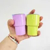 Muggar Hot Super Cute 2oz 3oz Shot Glass Mini Tumbler Dubbelisolerat rostfritt stål med lock Straw SubliMation Blanks Small Beer Cup 240410