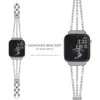 Apple Watch Band Bling 41mm 38mm 40mm 54mm 42mm 44mm Iwatch SEシリーズ7/6/5/4/3メタルリストバンドストラップシルバーの女性ブレスレット