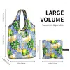 Bolsas de armazenamento Reciclagem de telhas mediterrâneas Summer Fruit Lemons Compras femininas Tote Bag Shoppicista portátil