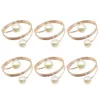 6Pcs Stylish Practical Multi-occasional Artificial Pearl Spring Shape Towel Napkin Ring Hotel Party Banquet Decor