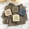 30pc spersonalizowane skórzane etykiety do ubrania szycie ręcznie robione tagi z logo Tekst Square Knitting Etykiety DIY Akcesoria