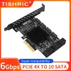 Cards TISHRIC PCIE SATA 1X 4X Riser 2/6/8/10 Ports SATA 3.0 PCI E Controller pci Express Multiplier Riser Expansion Card SSD 6Gbps