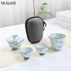 Set di tè ceramiche cinesi nlslasi set di teiera portatile set di auto da viaggio per esterni da viaggio per drink per le fatti in porcellana per le fatti personalizzati