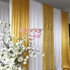 Biały i złoty jedwabny jedwabny ślub Wedding Curtain cekin tło scena do dekoracji imprezowej imprezy