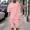 Men's Tracksuits 3d verão chique casual todos os dias vestir roupas Crown K Camiseta de impressão seca curta Manga de moda de duas peças shorts para homens