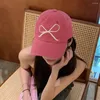 Ball Caps Ins Pink Bow Broidered Baseball Cap printemps et été Protection solaire Protection des chapeaux Sport Suncord Outdoor Driving Sunshade