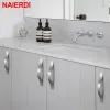 NAIERDI Aluminum Alloy Brushed Silver Cabinet Handles Modern Style Kitchen Door Handles Drawer Knobs Wardrobe Furniture Pulls