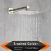 Rozin fırçalanmış altın yağış duş başlığı banyo 8/10/12 "ultra çizgili stil üst duş başlığı duvara monte duş kolu