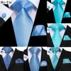 Nacke slipsar hi slips ljusblå solid silke bröllop nickel män manschettknappar gåva mens slips set affärsfest direkt frakt roman designc240410