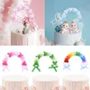 1PC Miłość Prezent Róż Niebieski miękki pompom ciasto topperę Rainbow Arch Cake wstawienie wystroju baby shower urodzinowe przyjęcie weselne