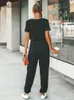 Miss Petal V-Neck z krótkim rękawem dla kobiety dla kobiety swobodne długie spodnie do joggera Playsuit Summer kombinezon