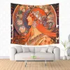 Stor Alphonse Mucha Wall Hanging Tapestry Custom Beach Yoga Mat Polyester Thin Shawl Filt Picnic Throw Rug Home Decor