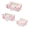 10 PCs Papier Geschenkbox mit Fenster Hochzeitsfeier rosa Rosenkranz Kraftpapier Kuchenbox Lebensmittelverpackungskästen Valentinstag Geschenk