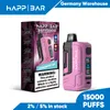 Bar Happ d'origine 15000 Puffle jetable Vape Pen Electronic Cigarette Allemagne Awarehouse 2% 5% NIC Good Taste Pod Pod Mesh Coil Eliquid Vapers 15K Puff Bar