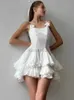 Urban Sexy Dresses White Brithday Dress for Women Prom Gown Luxury Party Evening Dresses Holiday Dress 2024 Summer Woman Clothes Ruffle Mini kjolar 24410