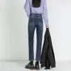 Smoke buisjeans voor dames 2024 lente en herfst nieuwe hoge taille slanke en slanke hoge rechte been broek