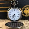 Pocket Watches Olive leaf pattern carved quartz pocket Vintage bronze Fob chain Roman numerals face round dial necklace Lucky timepiece Y240410