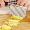 100 pezzi di cutte di frutta fritta francese onde di patate onde crinking tagliente taglio taglio taglio cucina cucina vegetale goccia chip lama zz