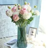 Flor artificial de rosa longa ocidental, peônia de seda doméstica, flor de casamento, decoração de rosas estrangeiras, decoração de festa