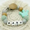 NEW Custom Personalized Name Handmade Pacifier Clip Holder Chain Silicone Letter Pacifier Chain Crown Baby Teether Teething Gift