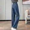 Dżinsy dżinsowe moda prosta dżins dla kobiet w wysokiej puchu Jean Pantaloni Casual Autumn Loose Lose Pants z kieszonkową miękką streetwear 29282