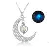 Colliers pendants façonner le collier de lune noctilucence brillance dans les médaillards à huile essentielle foncée chaînes juives pour les femmes cadeaux dro 831