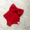 Emmababy Baby Baby Girl Vêtements de l'épaule Ruffles Bodys solides Bodys Bowknot Tenues de Sunsid