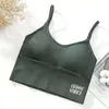 Women's Tanks U-shaped Back Bra Tube Top Women Crop VEGAN VIBES Letters Print Sexy Lingerie Sports Fashion Street