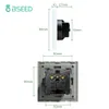 BSEED 2PACKS EU Standaard Single Power Socket Crystal Glass Paneel 16A dubbele muur Power uitlaat Triple frame Elektrische sockets