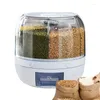 Storage Bottles Grain Dispenser 360 Degree Rotating Rice Sealed Dry Cereal Bucket 1-Click Output Box