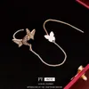 Real Gold Electroplated Butterfly Zircone Clip coreano Ins Minimalist Earring senza orecchini di fascia alta