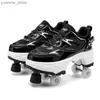 Inline Roller Skates Deform Shoes Deformation Kids Adults Parkour Runaway 4 Wheels Sneakers Beginner Boys Girls Roller Skate Shoes Outdoor Skating Y240410