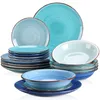 Vancasso Bonita Blue 18/36 stuk dinware set dinerborden, soepplaten, dessertplaten Earthenware Service voor 12 personen