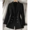 Costumes de femmes Blazers Black Double Breasted Women's Blazer Veste Office Business Femme Mabet 2023 Automne Hiver Nouvelle femmes Blazer décontractée Outwear C240410